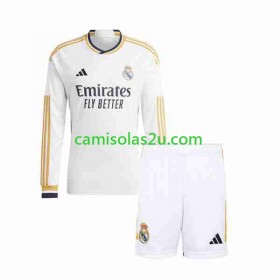 Camisolas de futebol Real Madrid Criança Equipamento Principal 2023/24 Manga Comprida